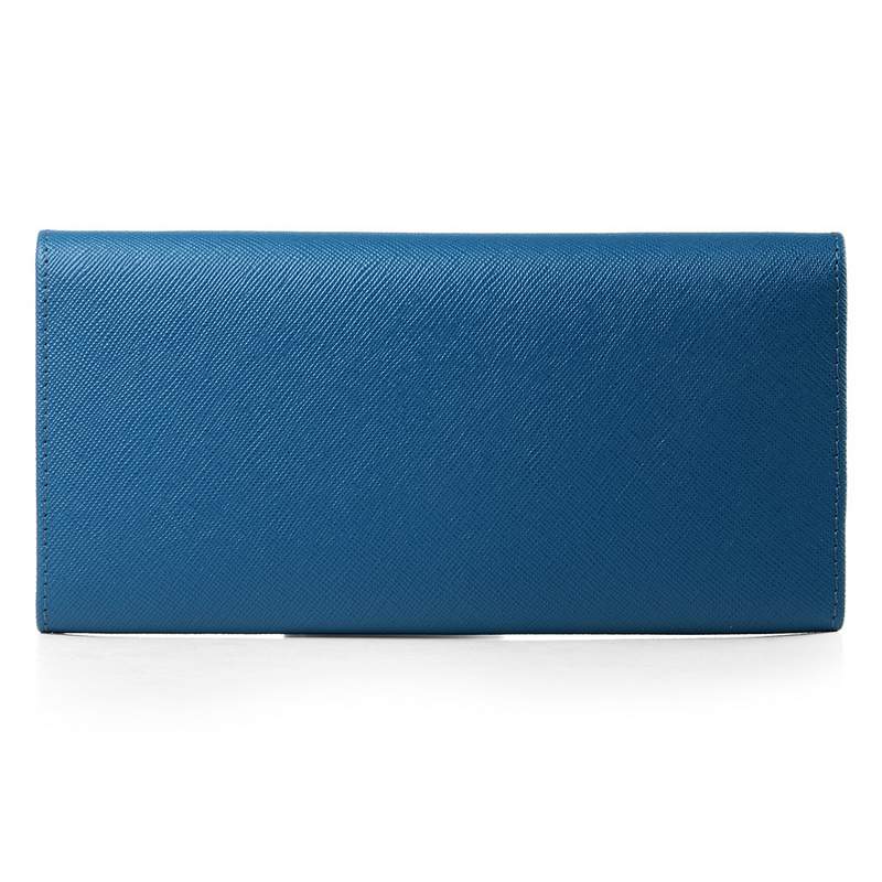 Knockoff Prada Real Leather Wallet 1137 blue - Click Image to Close